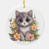 Niedlich Gray Kitten Keramik Ornament (Hinten)