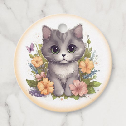 Niedlich Gray Kitten Vielen Dank Geschenkanhänger (Vorderseite)