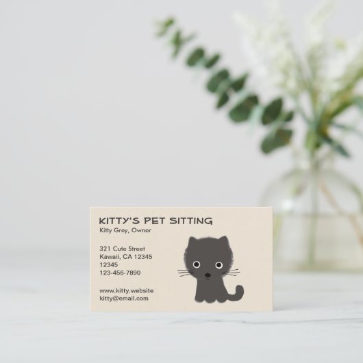 Niedlich Gray Kitten Visitenkarte (Stehend Vorderseite)