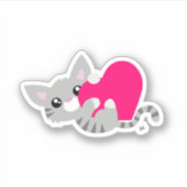 Niedlich Gray Kitty Custom-Cut Vinyl Sticker (Vorderseite)