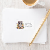 Niedlich Gray Kitty Kawaii Chibi Adressaufkleber (Insitu)