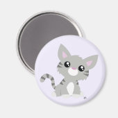 Niedlich Gray Kitty Magnet (Vorderseite/Rückseite)