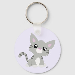 Niedlich Gray Kitty Schlüsselanhänger