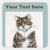 Niedlich Gray Kitty Tabby Cat Quadratischer Aufkleber (Vorderseite)