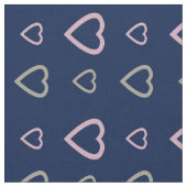 Niedlich Gray Lila Hearts Pattern Mitternachtsblau Stoff (Nahaufnahme)