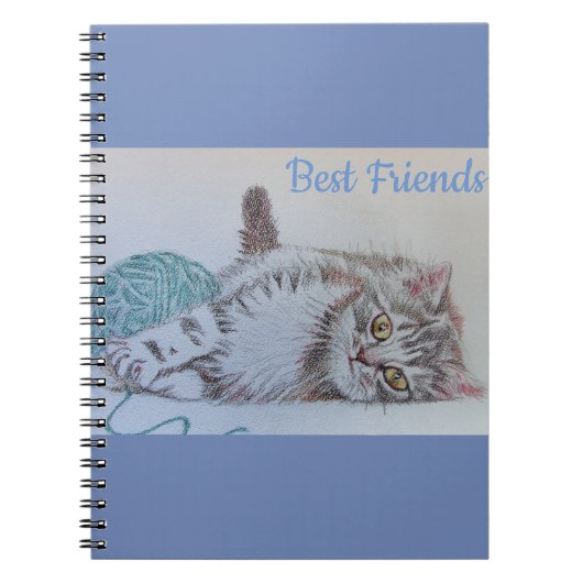 Niedlich Gray Tabby Cat Kitten Best Friends Notebo Notizblock (Vorderseite)