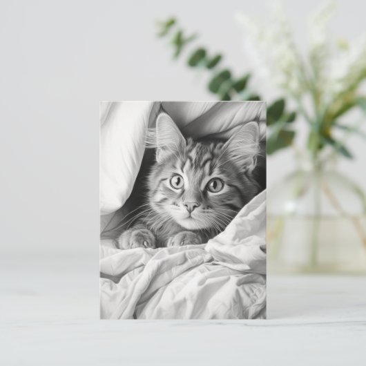 Niedlich Gray Tabby Cat Postkarte (Stehend Vorderseite)