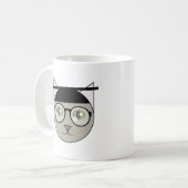 Niedlich Gray Tabby Graduate Kaffeetasse (Vorderseite Links)