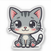 Niedlich Gray Tabby Kitten Sticker - Big Eyes (Vorderseite)