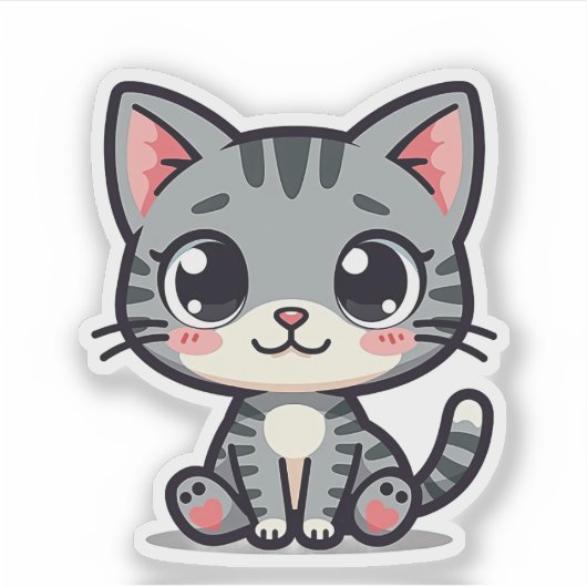 Niedlich Gray Tabby Kitten Sticker - Big Eyes (Vorderseite)