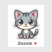 Niedlich Gray Tabby Kitten Sticker - Big Eyes (Blatt)