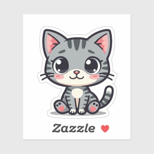 Niedlich Gray Tabby Kitten Sticker - Big Eyes (Blatt)