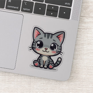 Niedlich Gray Tabby Kitten Sticker - Big Eyes