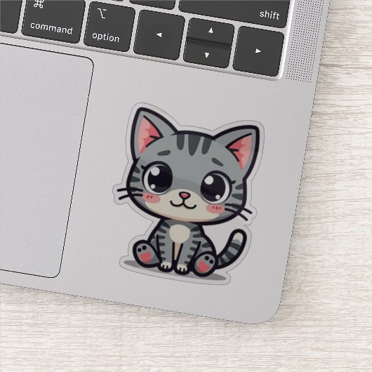 Niedlich Gray Tabby Kitten Sticker - Big Eyes (Detail)