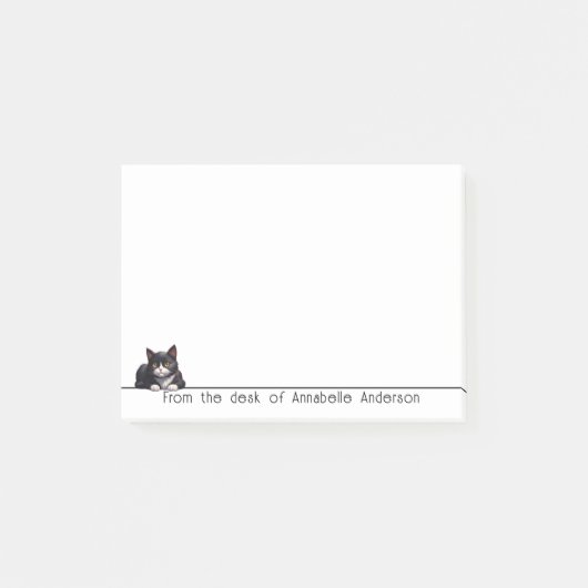 Niedlich Gray Tuxedo Cat Personalize Notes Post-it Klebezettel (Vorderseite)