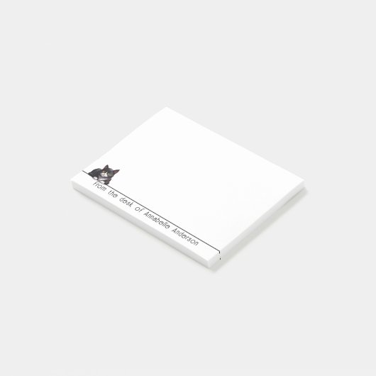 Niedlich Gray Tuxedo Cat Personalize Notes Post-it Klebezettel (angewinkelt)