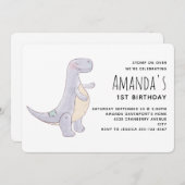 Niedlich Gray Tyrannosaurus Rex Dinosaur Toy Gebur Einladung (Vorne/Hinten)