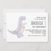 Niedlich Gray Tyrannosaurus Rex Dinosaur Toy Gebur Einladung (Vorderseite)