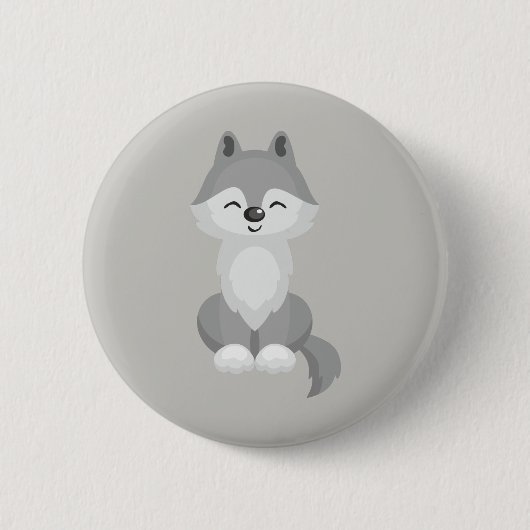 Niedlich Gray Wolf Button (Vorderseite)