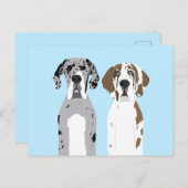 Niedlich Great Dane Hunde Blue Postkarte (Vorne/Hinten)