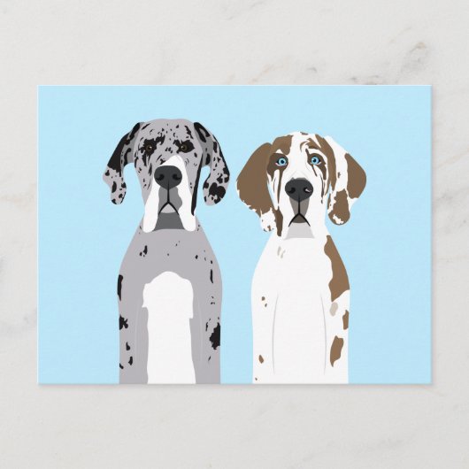 Niedlich Great Dane Hunde Blue Postkarte (Vorderseite)
