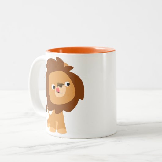 Niedlich Greedy Cartoon Lion Tasse (Vorderseite Links)