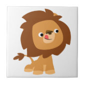 Niedlich Greedy Cartoon Lion Tile Fliese (Vorderseite)
