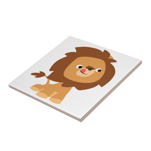 Niedlich Greedy Cartoon Lion Tile Fliese (Seite)