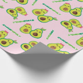 Niedlich Green Avocado-Familie auf Lila Geschenkpapier (Ecke)