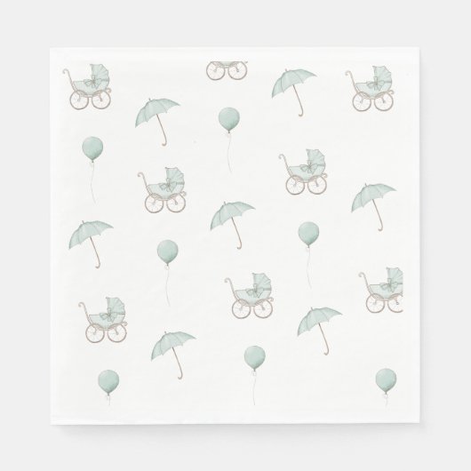 Niedlich Green Baby Buggy Baby Dusche Serviette (Vorderseite)