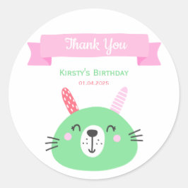 Niedlich Green Baby Bunny | KINDERGEBURTSTAG | Vie Runder Aufkleber
