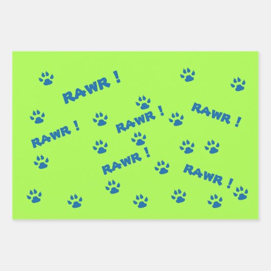 Niedlich Green Blue Dinosaur Paw Rawr Geschenk Geschenkpapier Set (Vorderseite 3)