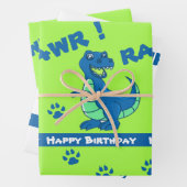 Niedlich Green Blue Dinosaur Paw Rawr Geschenk Geschenkpapier Set (Beispiel)