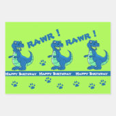 Niedlich Green Blue Dinosaur Paw Rawr Geschenk Geschenkpapier Set (Vorderseite)