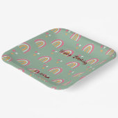 Niedlich Green Boho Rainbow Birthday Individuelle  Pappteller (Gewinkelt)