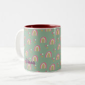 Niedlich Green Boho Rainbow Individuelle Name Zweifarbige Tasse (Vorderseite Links)