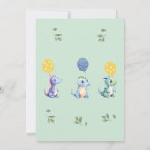 Niedlich Green Boy Dinosaur 1. Geburtstag Party Einladung (Rückseite)