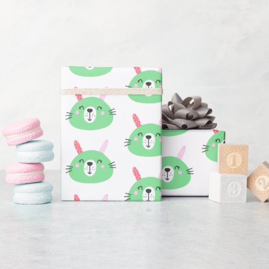 Niedlich Green Bunnies Geschenkpapier (Babyparty)