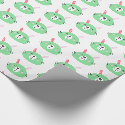 Niedlich Green Bunnies Geschenkpapier (Ecke)