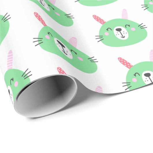 Niedlich Green Bunnies Geschenkpapier (Rolleneckpunkt)