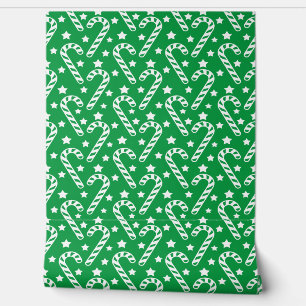 Niedlich Green Christmas Candy Cane Pattern Tapete