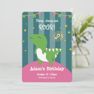 Niedlich Green Dinosaur Baby Geburtstagseinladung Einladung