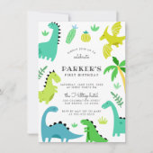 Niedlich Green Dinosaur Boy Geburtstagsparty Einladung (Vorderseite)