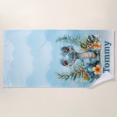 Niedlich Green Dinosaur Cloud Sky Boy Strandtuch (Vorderseite)