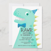 Niedlich Green Dinosaur Geburtstagsparty Einladung (Vorderseite)