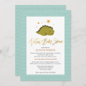Niedlich Green Dinosaur Virtual Baby Dusche Einladung (Vorne/Hinten)