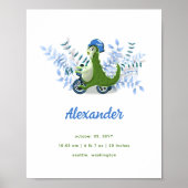 Niedlich Green Dinosaurier Birth Stats Boy Kinderz Poster (Vorne)