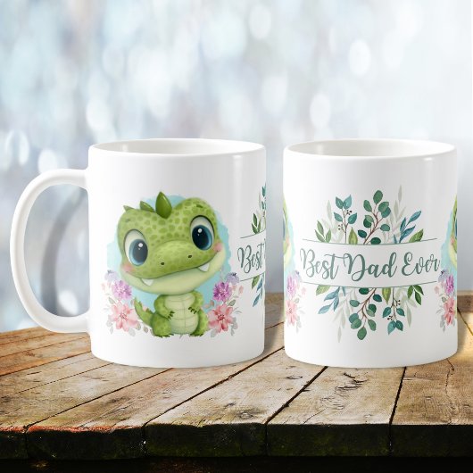 Niedlich Green Dinosaurier Floral Bester Vater je Kaffeetasse
