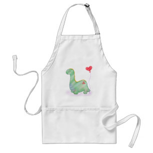 Niedlich Green Dinosaurier mit I Liebe You Heart B Schürze
