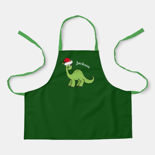 Niedlich Green Dinosaurier Weihnachtsmonogramm Kin Schürze (Vorderseite)